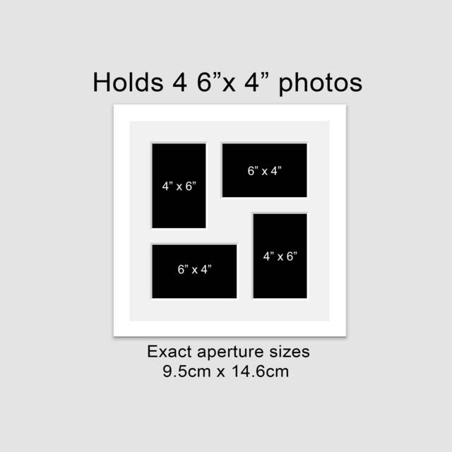 White Wooden Multi Photo Frame - Holds Four 4x6 Photos - image 1