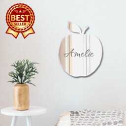 Personalized Apple Acrylic Mirror Custom Engraved Wall Art - thumbnail 1