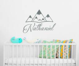 Personalized Vinyl Name Wall Decal. Boys Mountain Rustic Decor. Nursery Decal Ba95 - thumbnail 1