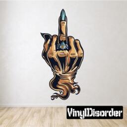 Monster Middle Finger Hand Gesture Wall Decal - Fabric Vinyl Removable & Reusable Handgestureuscolor004Et