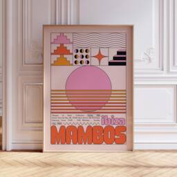 Mambos Ibiza Club Print - Poster Wall Art Geometric Funky Dj Clubbing Patterned Bauhaus House Music - thumbnail 1
