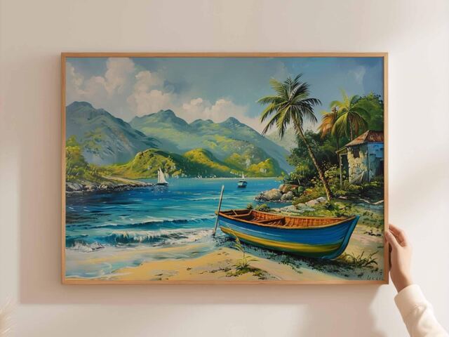Caribbean Travel Poster Tropical Island Beach Wall Art