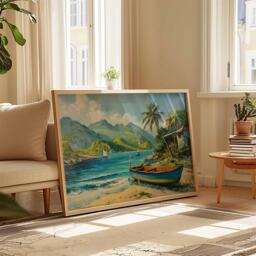 Caribbean Travel Poster Tropical Island Beach Wall Art - thumbnail 2