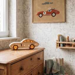 Wooden Race Car Lamp For Boys, Kids Night Light, Nursery Desk Lamp, Toddler Bedroom Racing Decor, Baby Shower Gift Boy - thumbnail 2