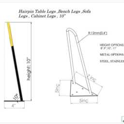 "Art Deco Multi Metal Hairpin Coffee Table Legs , 16"" Height 12" - thumbnail 3