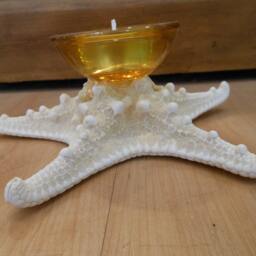 Amber Glass Knobby Starfish Candle Holder - Accessory Tealight Beach Wedding Favors Decor Seashells - thumbnail 2