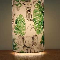 Tube Lamp With Jungle Animal Motifs - Tiger Giraffe Rhinoceros Elephant Ideal Christmas Gift For A Baby Boy's Or Child's Room - thumbnail 2