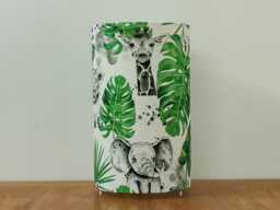 Tube Lamp With Jungle Animal Motifs - Tiger Giraffe Rhinoceros Elephant Ideal Christmas Gift For A Baby Boy's Or Child's Room