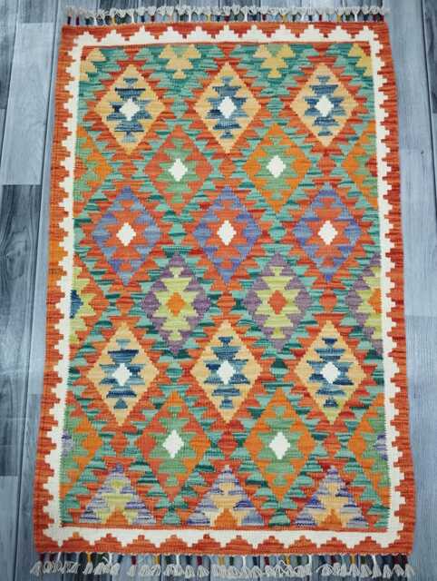 Kilim Rug Classic, Handmade Artisan Afghan Turkish Scandinavian Navajo Bohemian Wool Flatweave Multicolour 120x79 cm - image 1