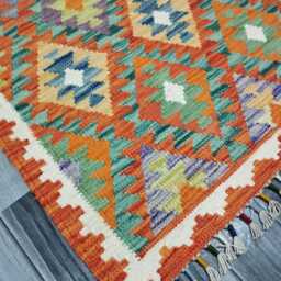Kilim Rug Classic, Handmade Artisan Afghan Turkish Scandinavian Navajo Bohemian Wool Flatweave Multicolour 120x79 cm - thumbnail 3