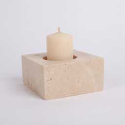 Natural Beige Travertine Candleholder - thumbnail 3