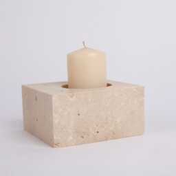 Natural Beige Travertine Candleholder - thumbnail 2