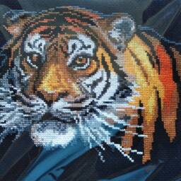 Tiger Face Is A Completed 14Ct Cross Stitch, Gift, Wall Hanging, Picture, Tapestry, Unframed - thumbnail 2