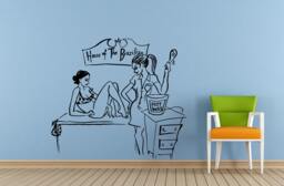 House Of The Brazilian Hot Wax Two Girls Women Female Chicks Spa Salon Wall Or Car Vinyl Peal & Stick Removable Sticker Decal L1447 - thumbnail 1