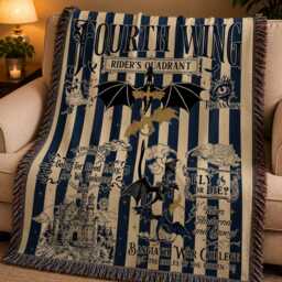 Fourth Wing Woven Blanket, Basgiath War College Throw, Dragon Rider Throw Fantasy Book Inspired Decor, Lover Gift - thumbnail 2