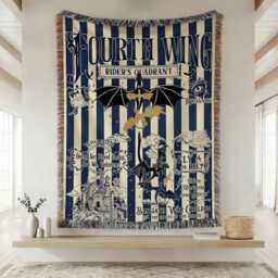 Fourth Wing Woven Blanket, Basgiath War College Throw, Dragon Rider Throw Fantasy Book Inspired Decor, Lover Gift - thumbnail 1