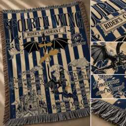 Fourth Wing Woven Blanket, Basgiath War College Throw, Dragon Rider Throw Fantasy Book Inspired Decor, Lover Gift - thumbnail 4