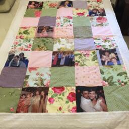 Gift For Grandmather. Mom Gift From Children.country Floral Bedding Quilt, Handmade Romantic Flowers Blanket, Annivers - thumbnail 3