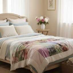 Gift For Grandmather. Mom Gift From Children.country Floral Bedding Quilt, Handmade Romantic Flowers Blanket, Annivers - thumbnail 2