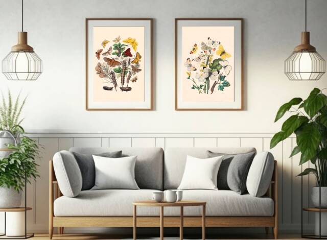 Butterfly & Moth Art Prints Botanical Illustration, Bedroom Wall Decor - image 1