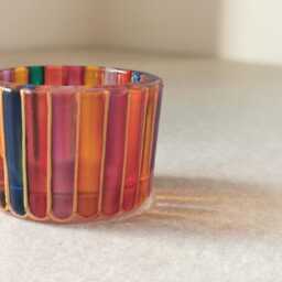 Mini Ribbed Handmade Stained Glass Style Tealight Holder - thumbnail 3
