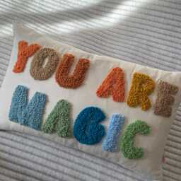 You Are Magic Cushion - Nursery Quote Decoration Handmade Punch Needle Embroidery Kids Newborn Baby Shower Gift - thumbnail 3
