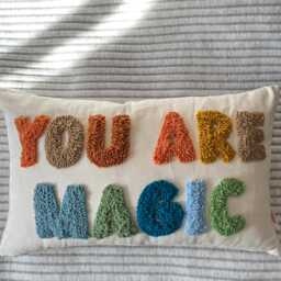 You Are Magic Cushion - Nursery Quote Decoration Handmade Punch Needle Embroidery Kids Newborn Baby Shower Gift - thumbnail 2