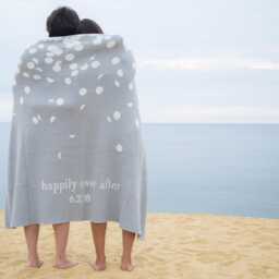 Confetti Wedding Blanket - Personalized Monogram Recycled Cotton Knit - thumbnail 2