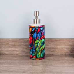 stained Glass Print Soap Dispenser - Colourful Bathroom Decor Gifts - thumbnail 4