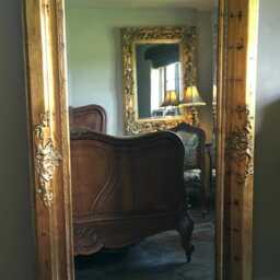 statement Antique Distressed Gold Large Swept Gilt Ornate French Overmantle Leaner Wall Mirror 7Ft X 4 Ft - thumbnail 2
