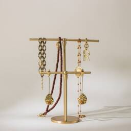 Brass Jewelry Stand, T-Shaped Earring & Necklace Holder - thumbnail 3