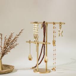 Brass Jewelry Stand, T-Shaped Earring & Necklace Holder