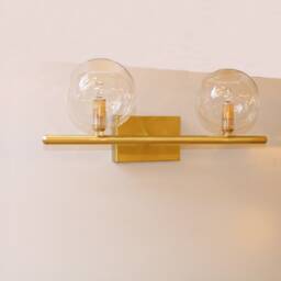 Wall Decor Double Gold Brass Lighting Lamp Vanity Light Fixture, Sconce Mid Century Light, Napoli Model Ranor Design #533 - thumbnail 2
