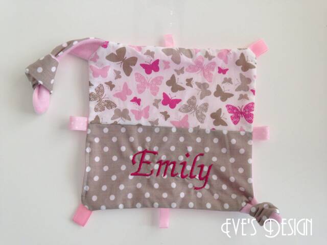 "Personalized Baby Comforter With Name ""Butterfly Pink" - image 1