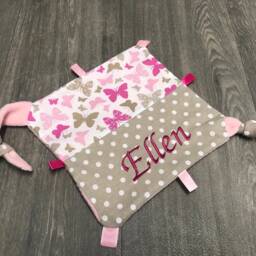 "Personalized Baby Comforter With Name ""Butterfly Pink" - thumbnail 2