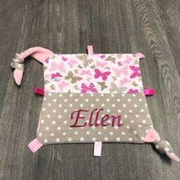 "Personalized Baby Comforter With Name ""Butterfly Pink" - thumbnail 3