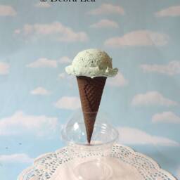 Fake Ice Cream Single Scoop Mint Chip, Sugar Waffle Cone Color Choice - thumbnail 2