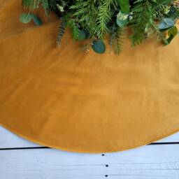 Mustard Tree Skirt, Gold Velvet Christmas Monochrome Skirt - thumbnail 2