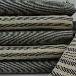 Black Striped Linen Towel Turkish 40x70 Organic Cotton Towel, Handmade Absorbent Bath Tkr-Rktn - thumbnail 3