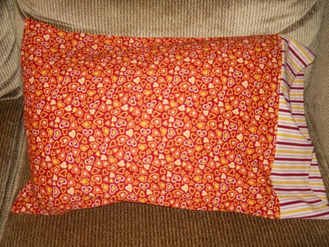 Hearts Galore Orange, Red & Yellow Standard Size Pillowcase - image 1