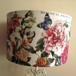 Butterfly Floral Lampshade Shabby Chic Botanical Lightshade - thumbnail 2