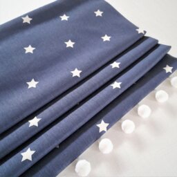 Navy Stars Blackout Roman Blind With Pom Trim - thumbnail 2
