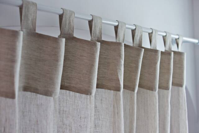 Oatmeal Sheer Linen Curtain Panel - Tab Top, Custom Window Treatment - image 1