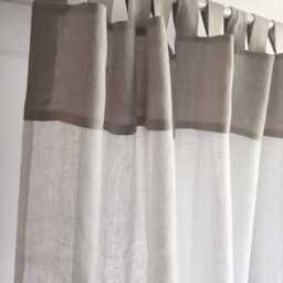 Oatmeal Sheer Linen Curtain Panel - Tab Top, Custom Window Treatment - thumbnail 4