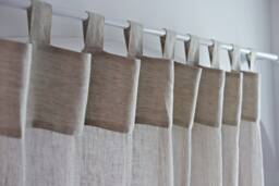 Oatmeal Sheer Linen Curtain Panel - Tab Top, Custom Window Treatment