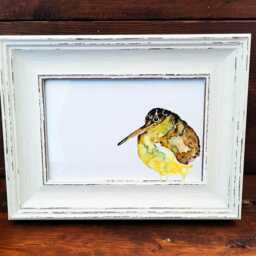 Woodcock Print 17x12cm - White Rustic Frame - Woodland Bird Wall Art, Gift For Nature Lovers - thumbnail 2