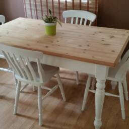 4Ft Handmade Farmhouse Dining Table With 4 Chairs - Bespoke & Rustic - thumbnail 2
