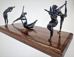 Little Yoga People Figurines Sculptures Statues 3D Printed Hatha Bikram Poses Mounted On Glossy Wood Board With Magnetic Feet