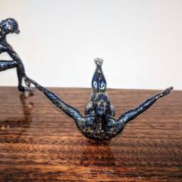 Little Yoga People Figurines Sculptures Statues 3D Printed Hatha Bikram Poses Mounted On Glossy Wood Board With Magnetic Feet - thumbnail 3
