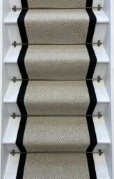 Andes Grey Stair Runner With 100% Cotton Black Border - thumbnail 1